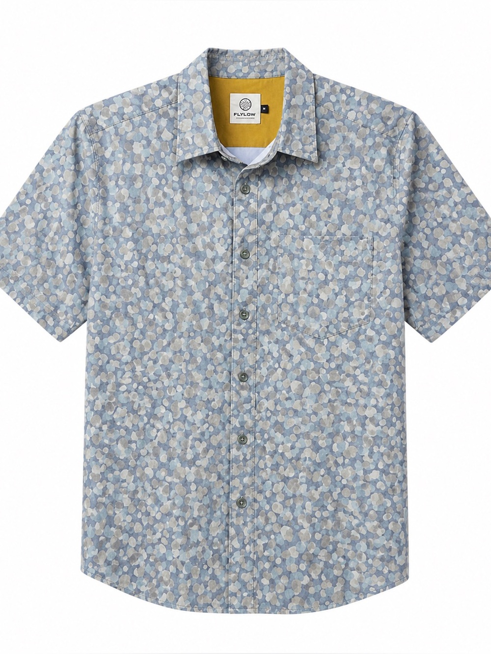 Flylow Short Sleeve Button Down Shirt Pebble Print Men’s Small